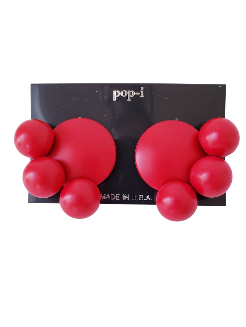 Vintage Pop-i Red Clip On Earrings